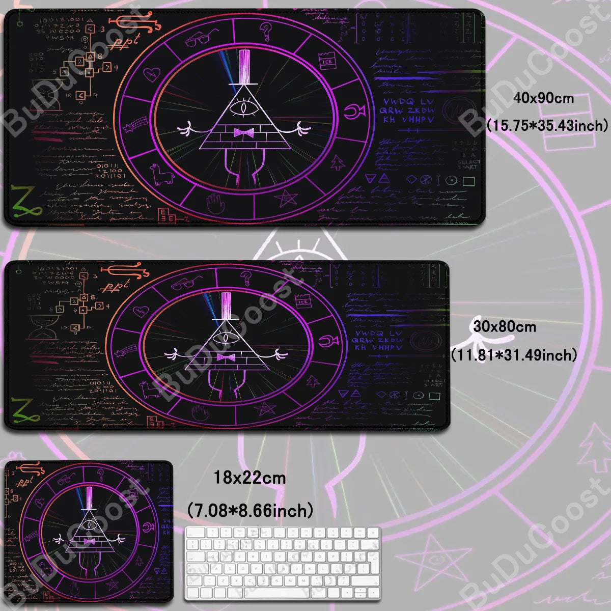 Xxl Bill Cipher Mousepad Computer Notebook Non-Slip Keyboard Desk Mat 30X80Cm Gamer Gravity Fall HD Mouse Pad Office Accessories