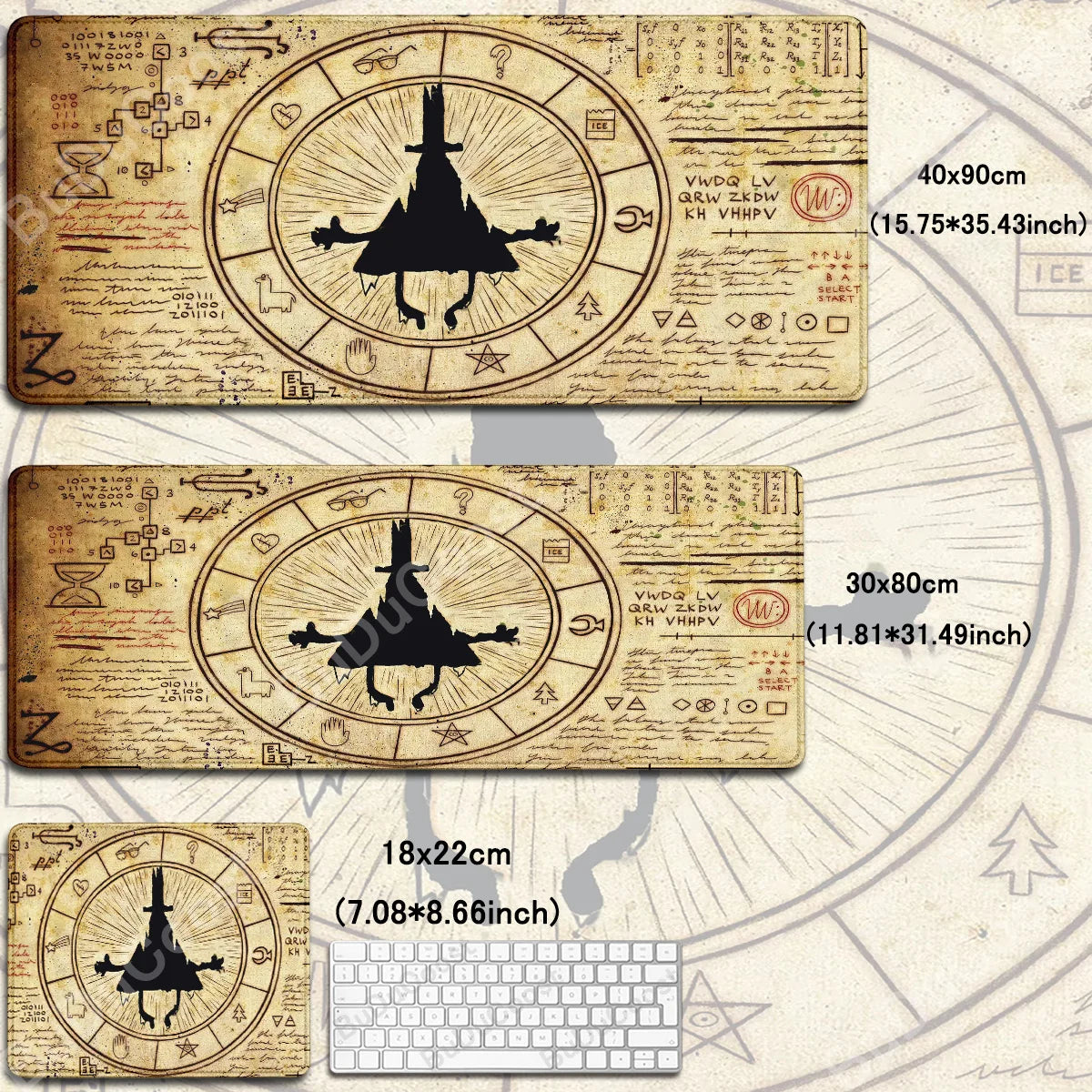 Xxl Bill Cipher Mousepad Computer Notebook Non-Slip Keyboard Desk Mat 30X80Cm Gamer Gravity Fall HD Mouse Pad Office Accessories