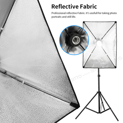 2×135W Softbox Lighting Kit Continuous Light Stand Video Photo Soft Box Studio