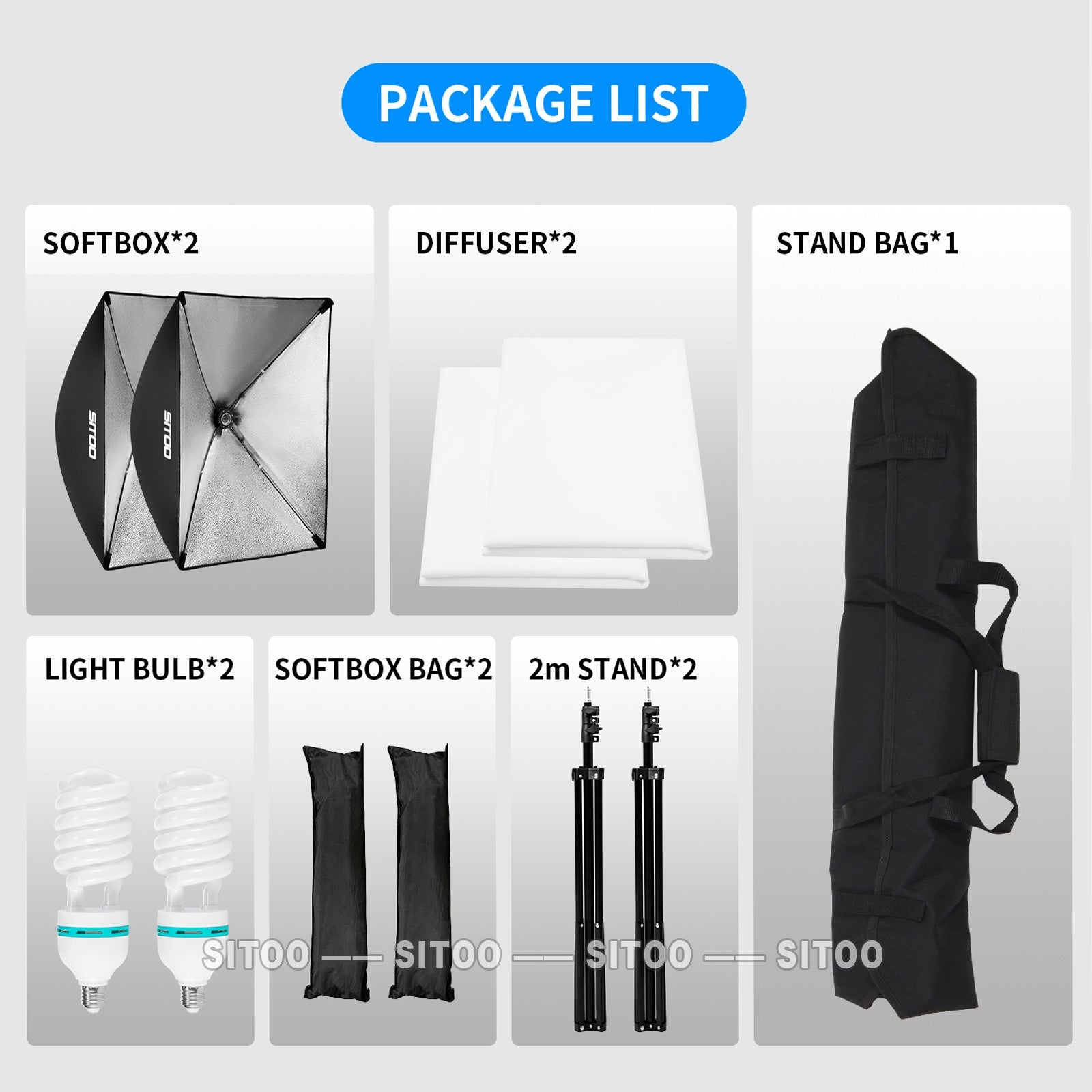 2×135W Softbox Lighting Kit Continuous Light Stand Video Photo Soft Box Studio