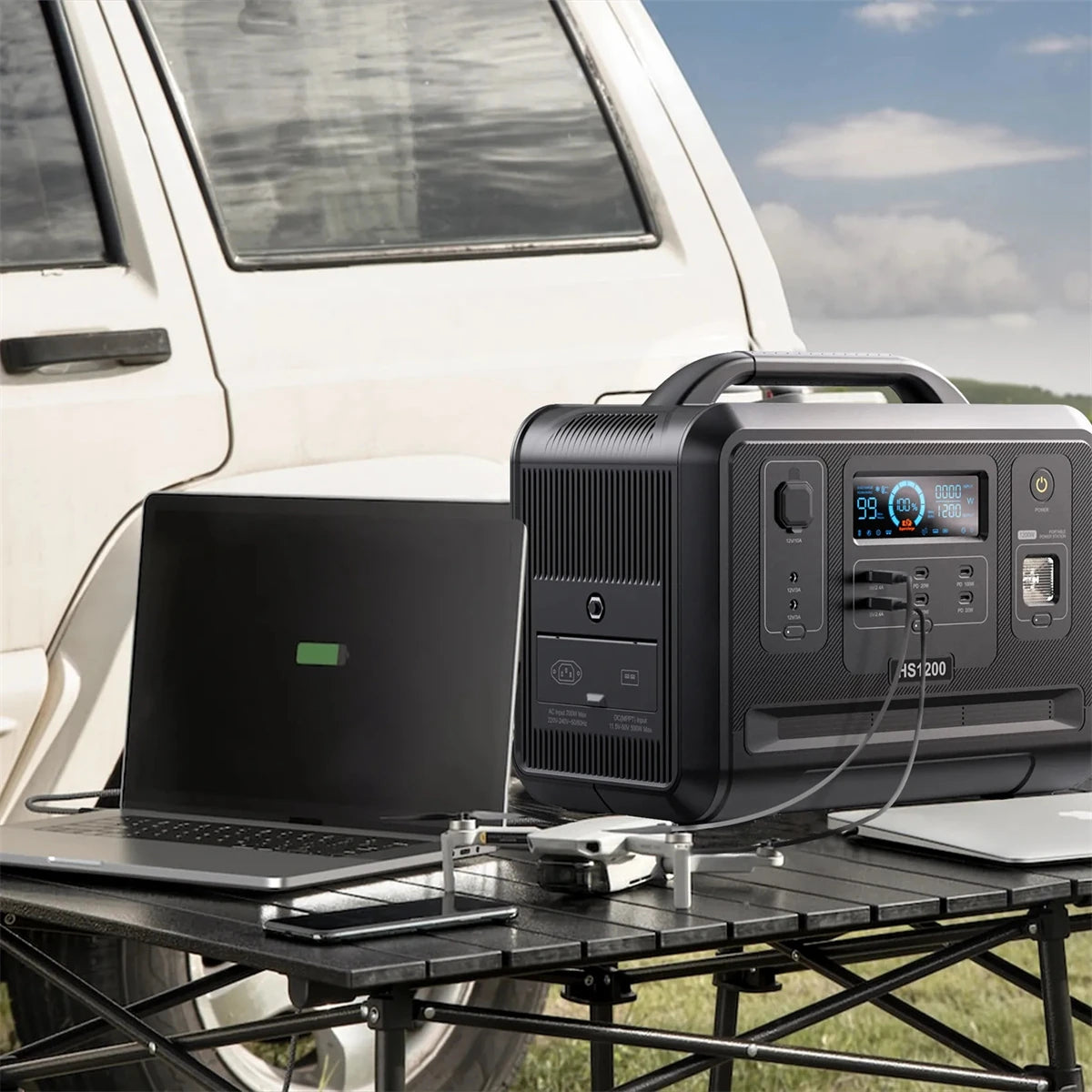 [UK Direct]  HS1200 1200W/960Wh Portable Power Station Solar Generator Lifepo4 Battery Generator Fully Charged 1.5 Hours Pure Sine Wave AC Outlet for UPS Outdoor Camping RV Emergency Home Backup UK Plug