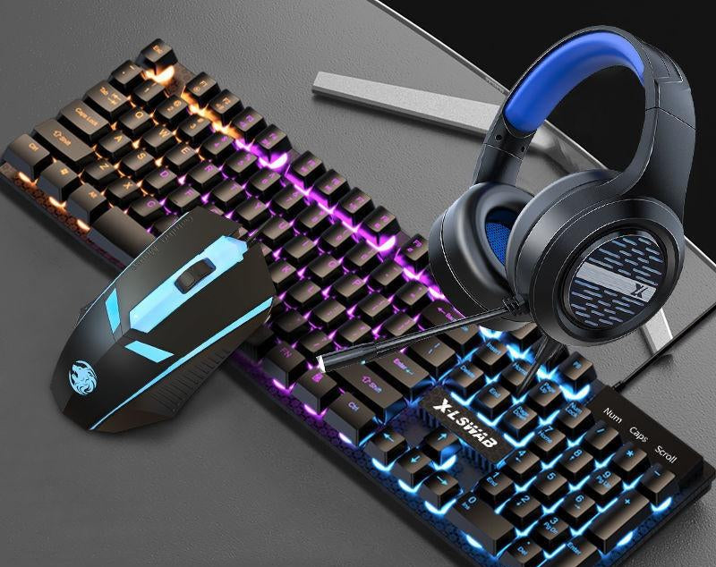 Punk Keyboard and Mouse Set Retro round Parts Wired