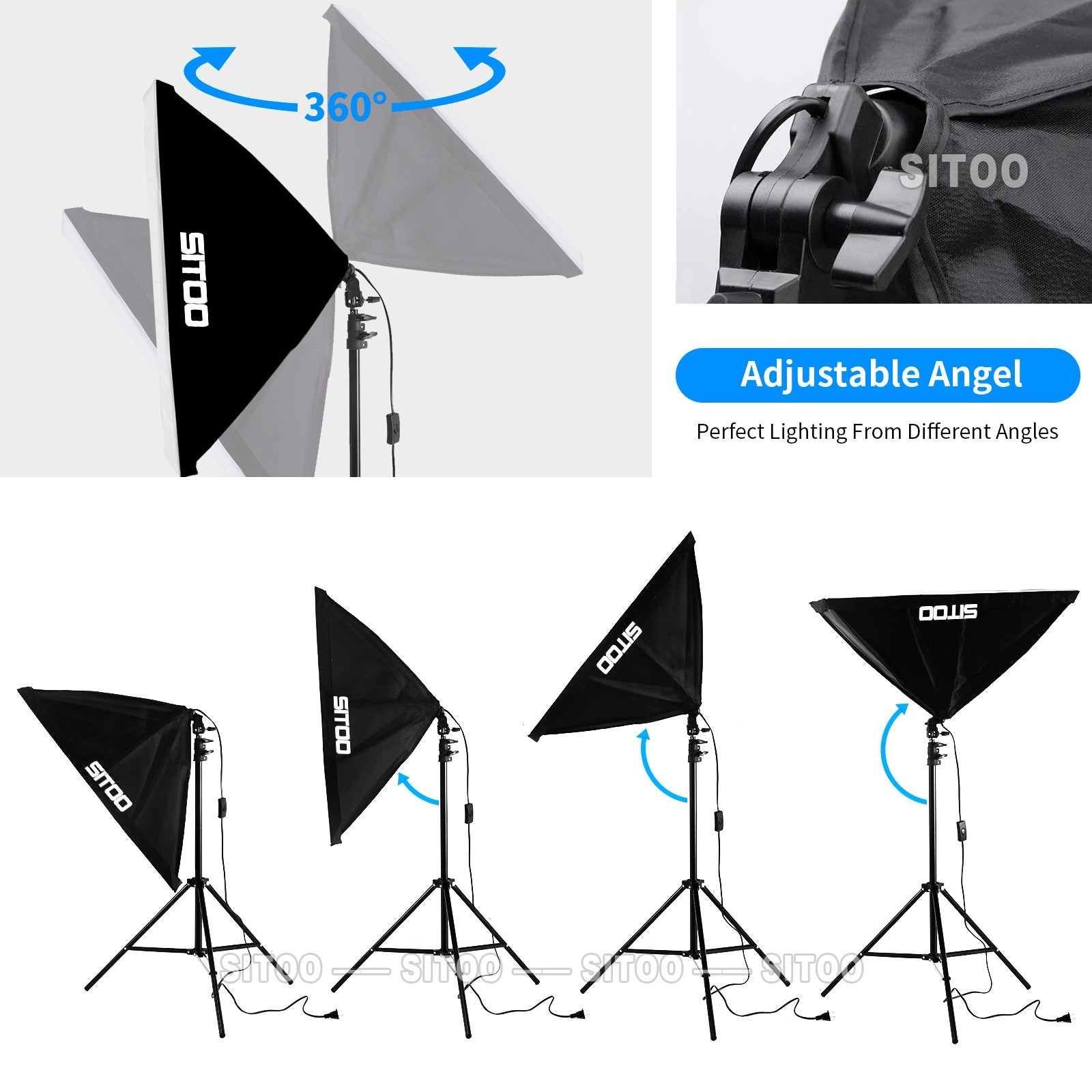 2×135W Softbox Lighting Kit Continuous Light Stand Video Photo Soft Box Studio