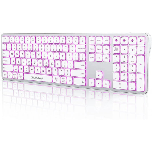 Backlit Bluetooth Keyboard for Win & Mac, Multi-Device Slim Rechargeable Wireless Keyboard for Laptop Computer