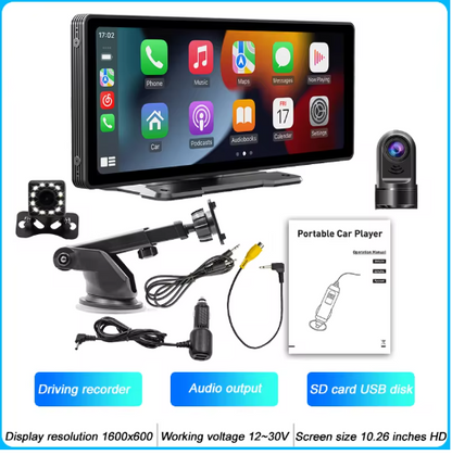 10 Inch Portable MP5 Multimedia Auto Wireless Carplay Screen HD + Rear Reversing Camera