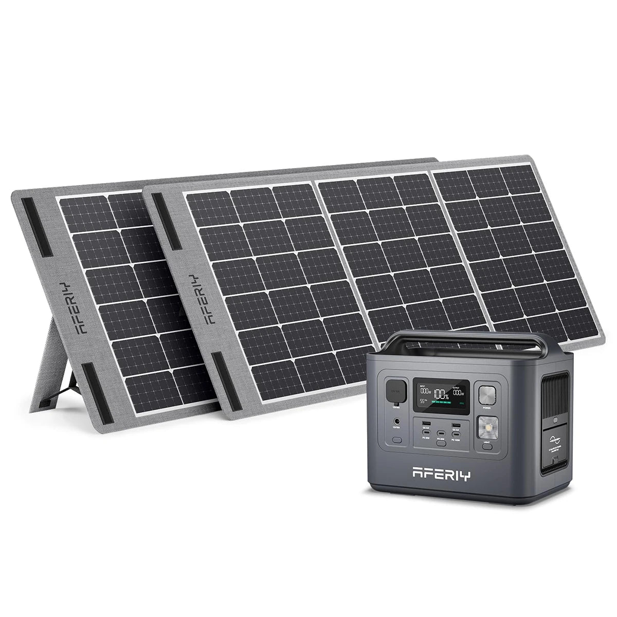 [UK Direct]  P010 800W 512Wh Lifepo4 Portable Power Station +2* S100 100W Solar Panel, UPS Pure Sine Wave Camping RV Home Emergency Portable Solar Generator UK Plug