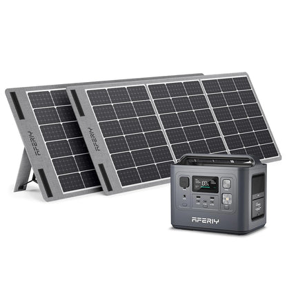[UK Direct]  P010 800W 512Wh Lifepo4 Portable Power Station +2* S100 100W Solar Panel, UPS Pure Sine Wave Camping RV Home Emergency Portable Solar Generator UK Plug