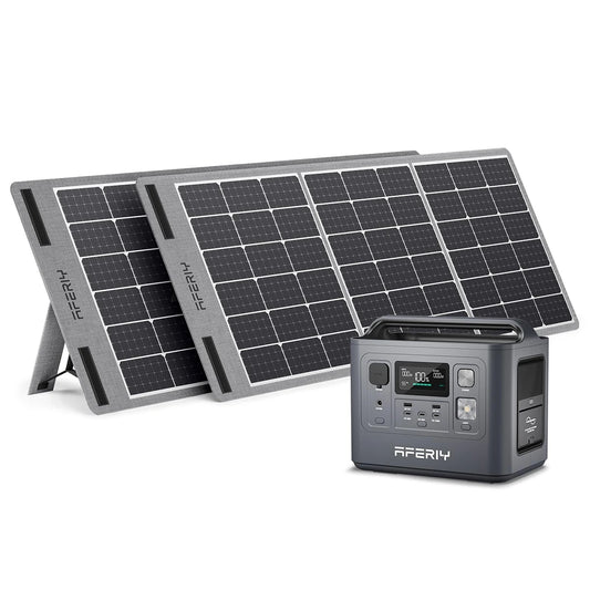 [UK Direct]  P010 800W 512Wh Lifepo4 Portable Power Station +2* S100 100W Solar Panel, UPS Pure Sine Wave Camping RV Home Emergency Portable Solar Generator UK Plug