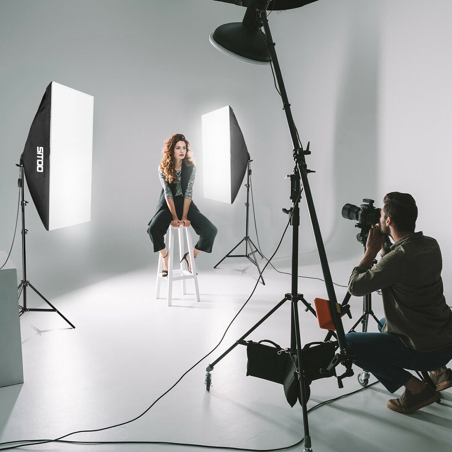 2×135W Softbox Lighting Kit Continuous Light Stand Video Photo Soft Box Studio