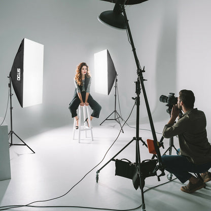 2×135W Softbox Lighting Kit Continuous Light Stand Video Photo Soft Box Studio
